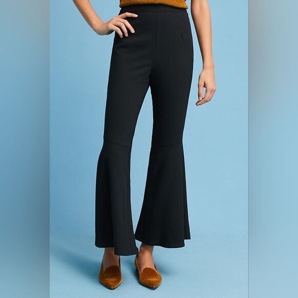 Anthropologie Pants - Anthropologie Greylin Leni Frill Flared Black Dress Pants Trousers Size Medium